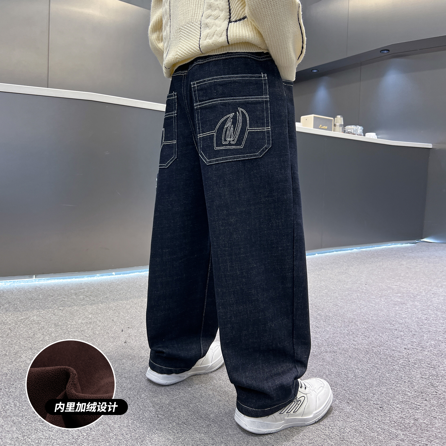 男童秋冬款裤子加绒厚2025