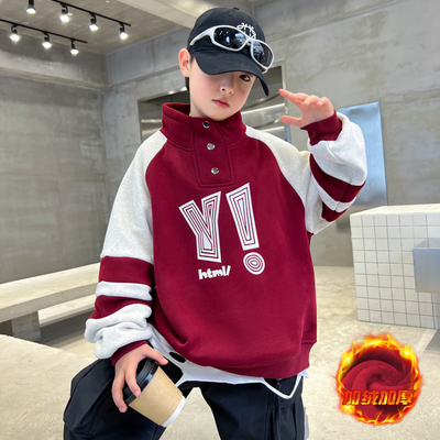 儿童装男加绒卫衣秋冬款20