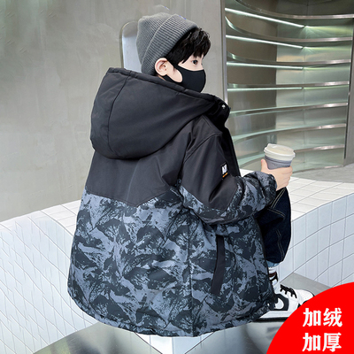 男童冬装外套2025新款加绒加厚派克服秋冬款儿童棉衣棉服男孩潮牌