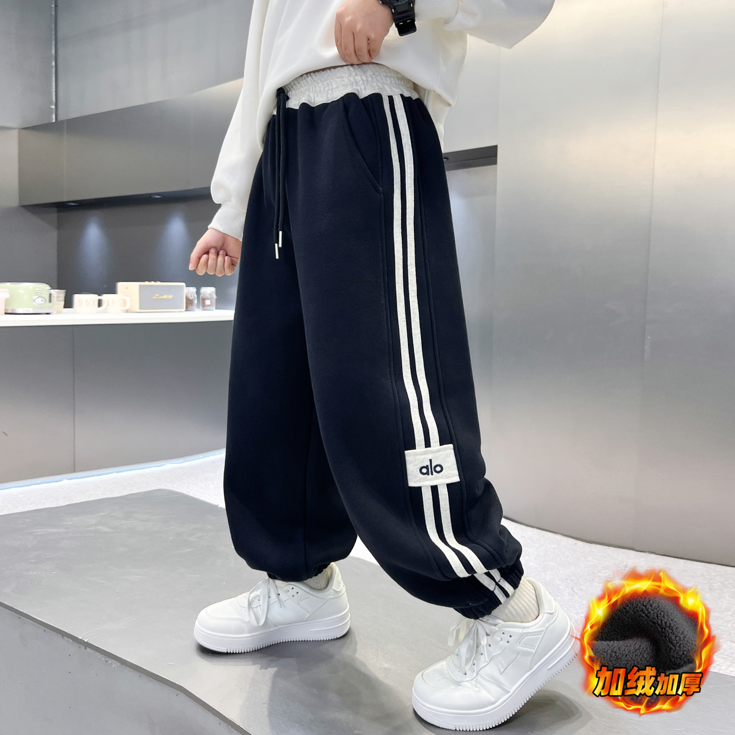 男童秋冬款裤子加绒厚2025