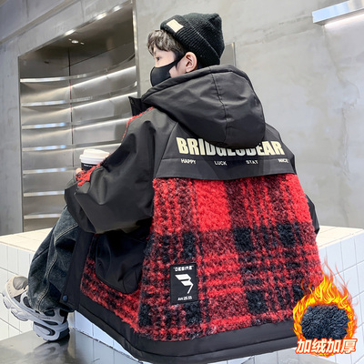 男童加绒外套2025秋冬新款羊羔毛加厚毛毛衣大儿童男孩二棉服冬季