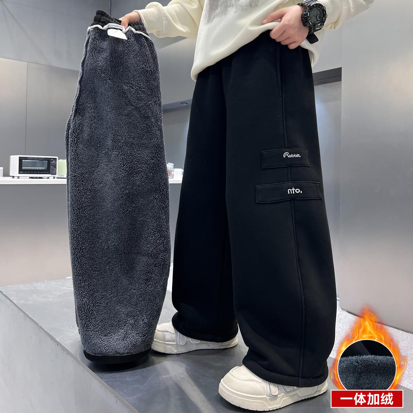 男童秋冬款裤子加绒厚2025