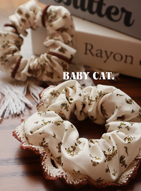 森系复古碎花发圈日韩小清新大肠花边头花发绳日系气质头饰品女