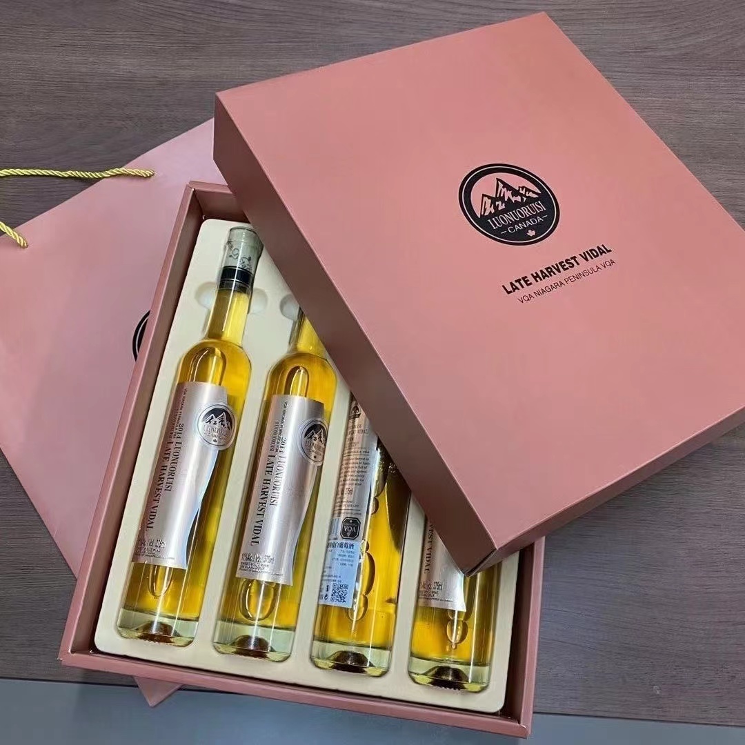 加拿大进口晚收冰酒甜白葡萄酒11度375ml高档礼盒装送礼酒包邮
