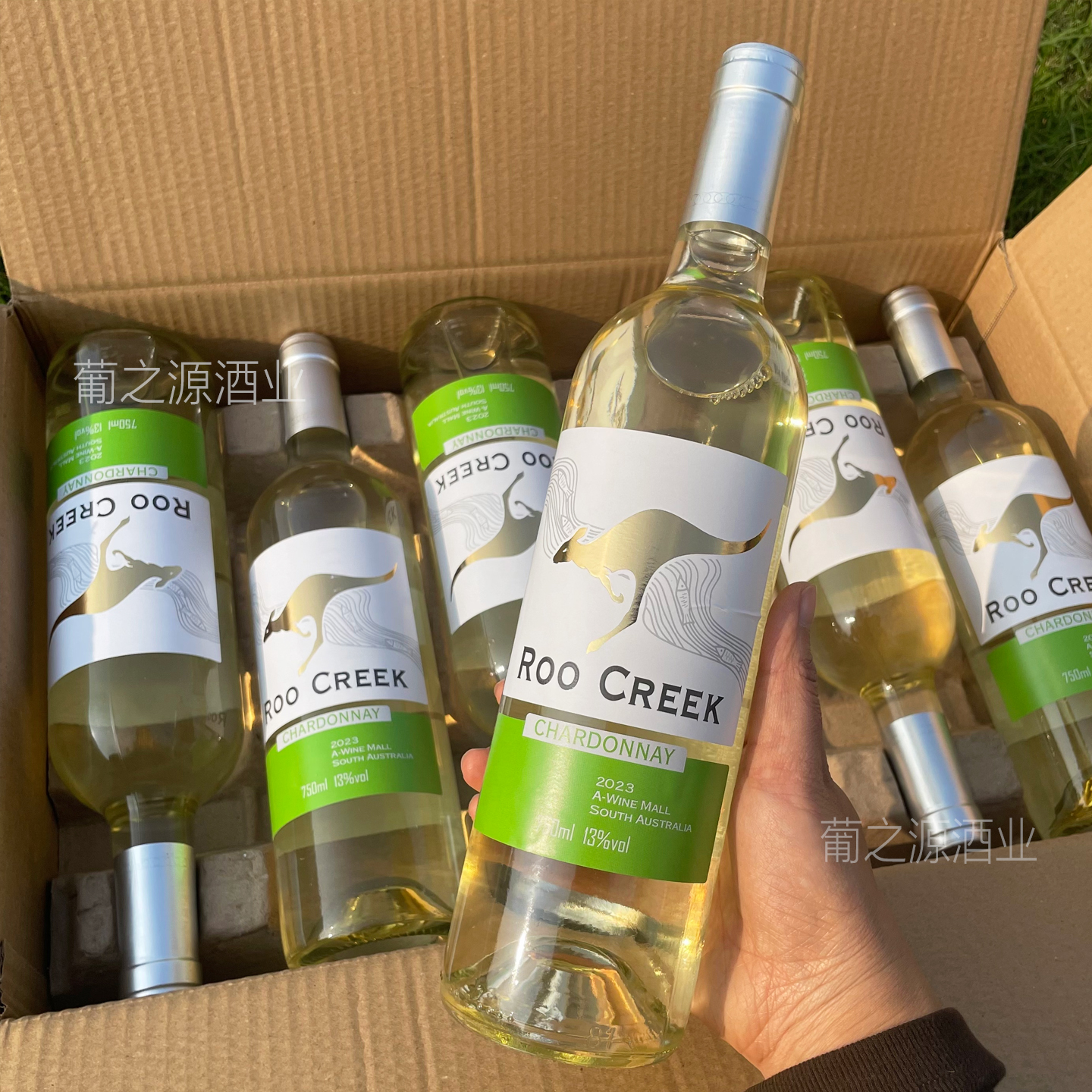澳大利亚进口干白飞奔袋鼠霞多丽白葡萄酒13度自饮酒1/2/6瓶包邮