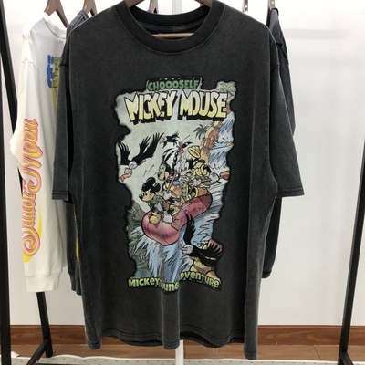 Mickey Mouse米奇丛林历险记 限定重磅做旧洗水工艺 做旧短袖T恤