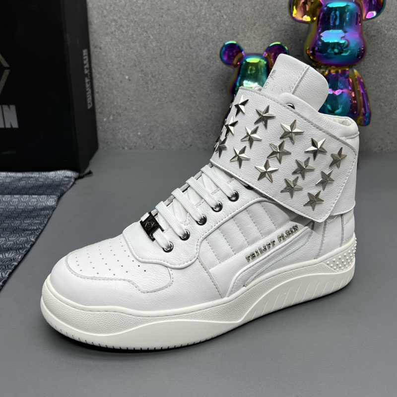 thumbnail for High-Top Men's Leather Shoes, Light Luxury Trendy Brand, Heavy Metal Fashion Casual Shoes, European Style New Autumn and Winter Sneakers for Men