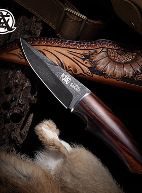 日本三本盛大马士革乌兹钢进口锻打折叠小水果刀具便携高硬度锋利