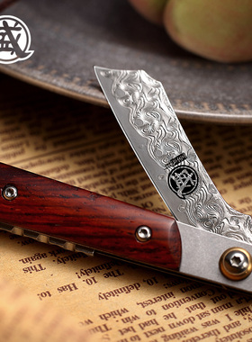 三本盛大马士革迷你水果刀具折叠便携进口高档小刀子多功能精致刀