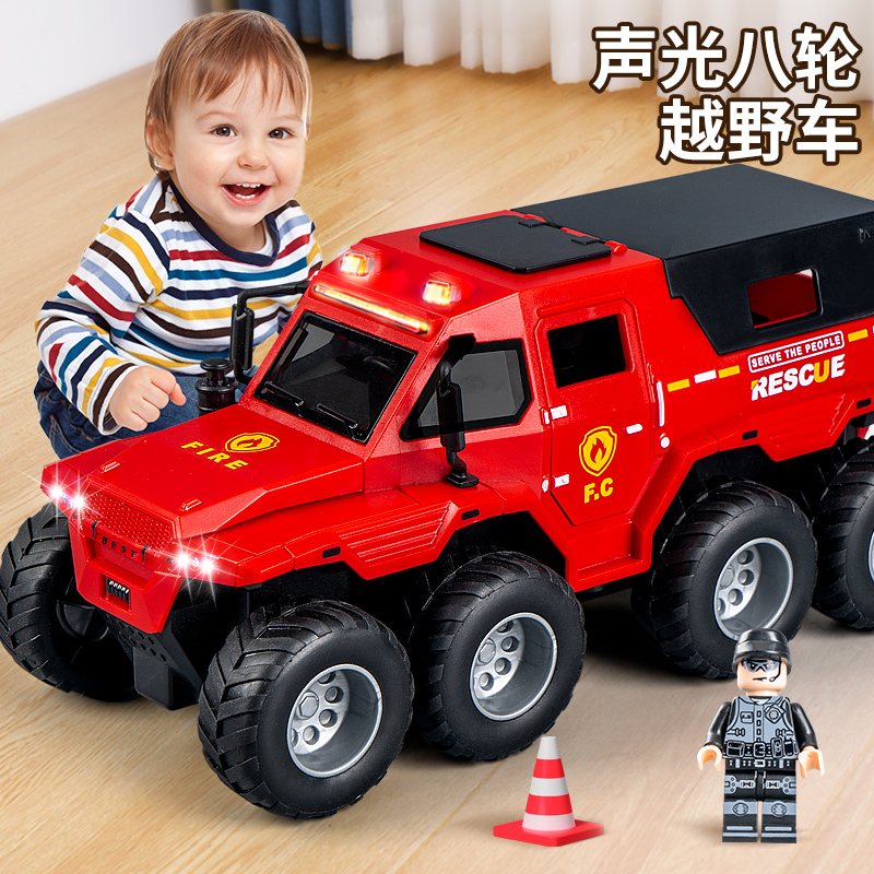 儿童越野车模型可开门皮卡车声光惯性小汽车大号仿真警车男孩玩具