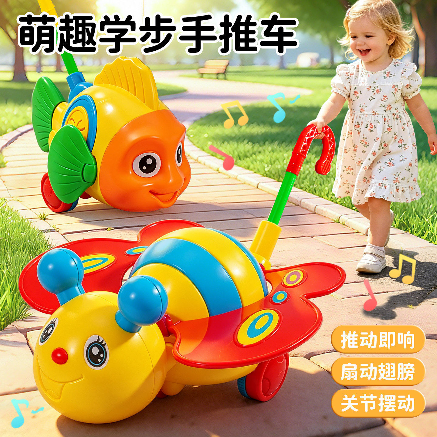 推推乐手推玩具儿童宝宝学步车手推飞机1-3岁幼儿单杆手推助步车2