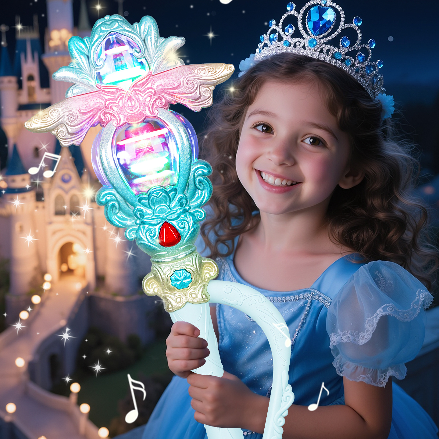 魔法棒女童发光音乐仙女棒闪光