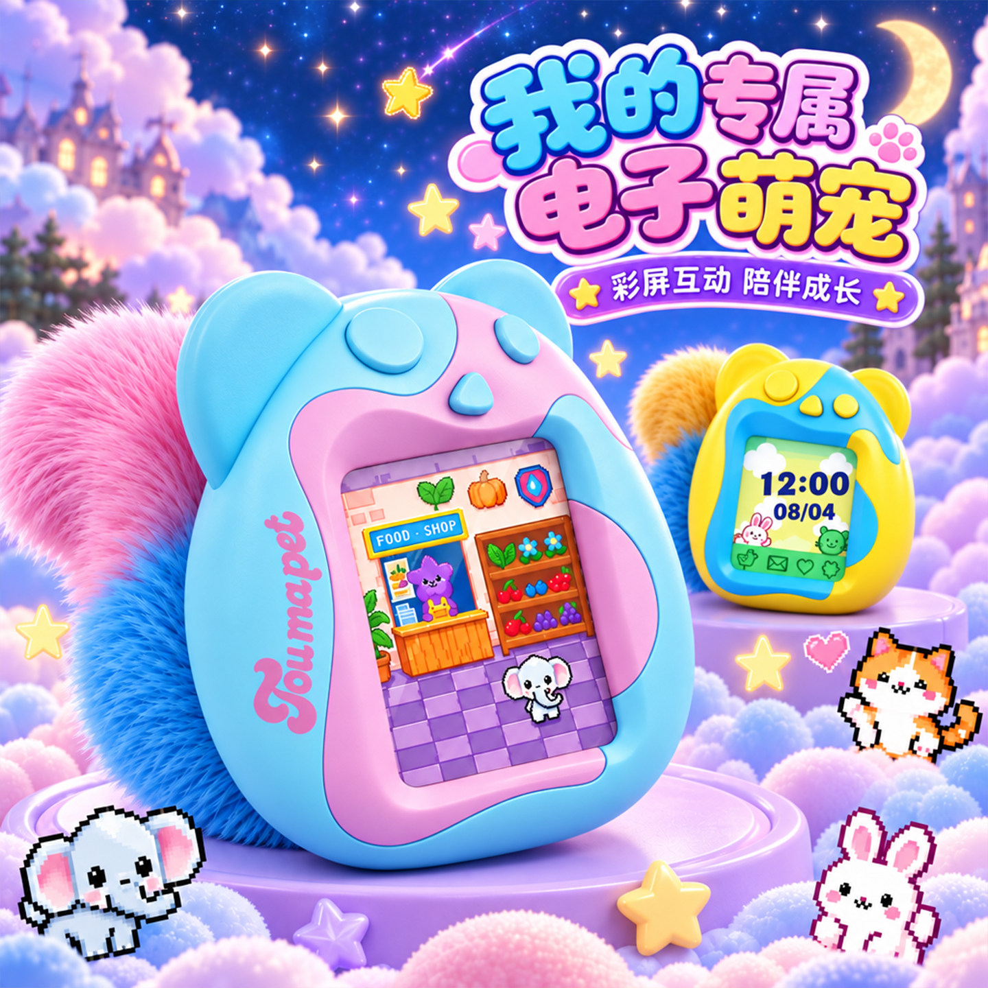 新款彩屏迷你宠物机益智玩具