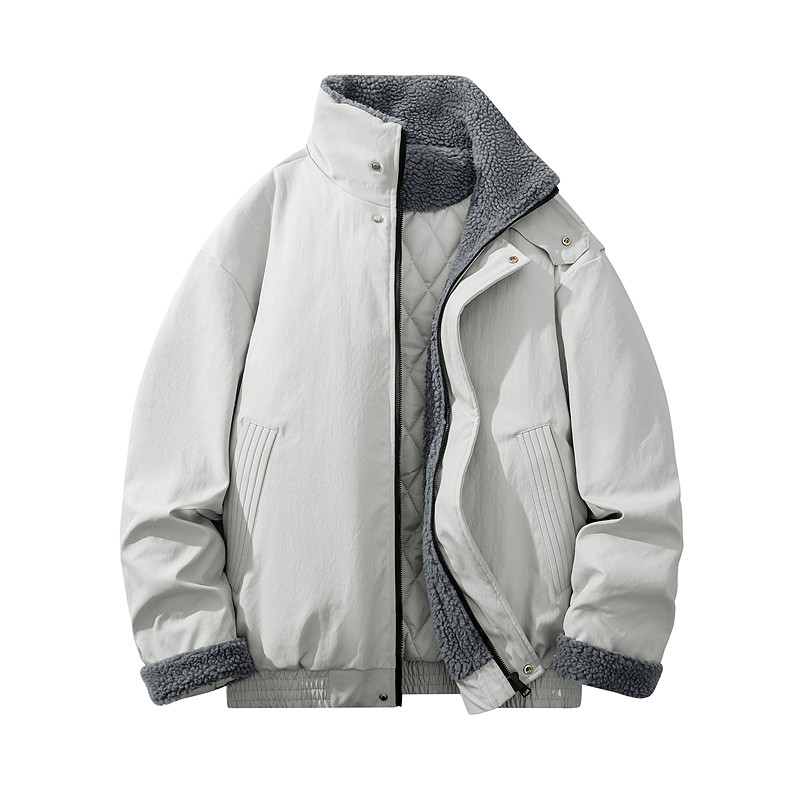 冬季男士羊羔绒立领防风保暖夹克