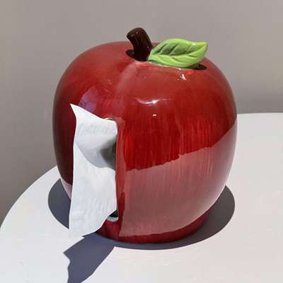 ANNAHOUSE创意陶瓷仿真苹果抽纸盒客厅餐桌摆件