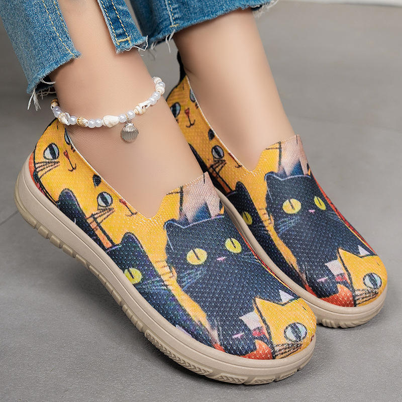 鞋子女外贸女鞋大码shoes外贸潮流休闲鞋彩色拼色布鞋一脚蹬单鞋
