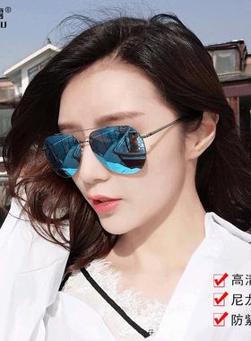 新款金属偏光太阳镜 男士墨镜尼龙彩膜反光蛤蟆镜男女同款偏光镜