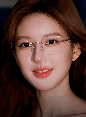 90802超轻纯钛无边框近视眼镜架女防蓝光眼睛高级感男平光眼镜框