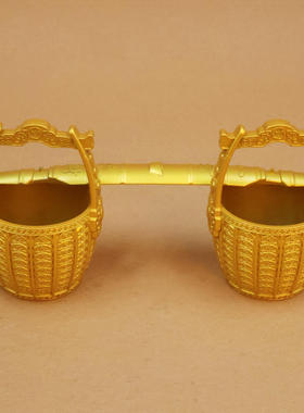 招米进宝一桶金摆件中式小水桶聚宝盆家用客厅装饰品沙金元宝摆件