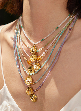 Manreya玛芮雅十二星座项链女水晶锁骨链能量串珠白水晶处女座