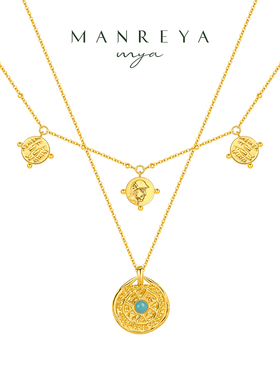 Manreya玛芮雅摩登时代绿松石双层叠戴项链法式复古