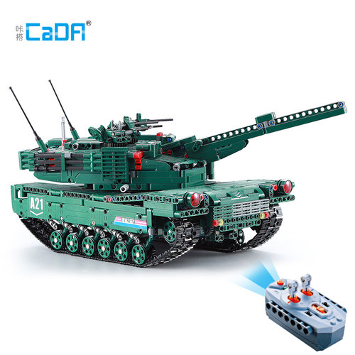 cada咔搭积木坦克模型M1A2发射