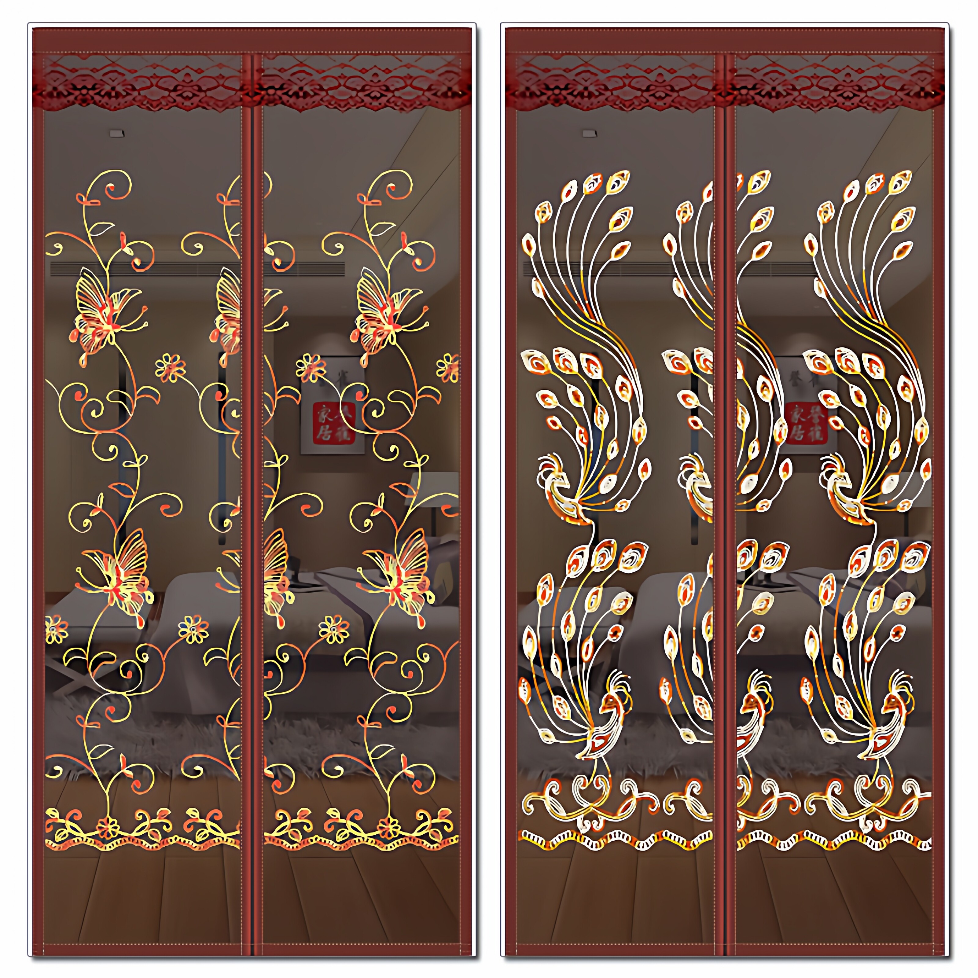 魔术贴磁块自吸防蚊蝇门帘免打孔