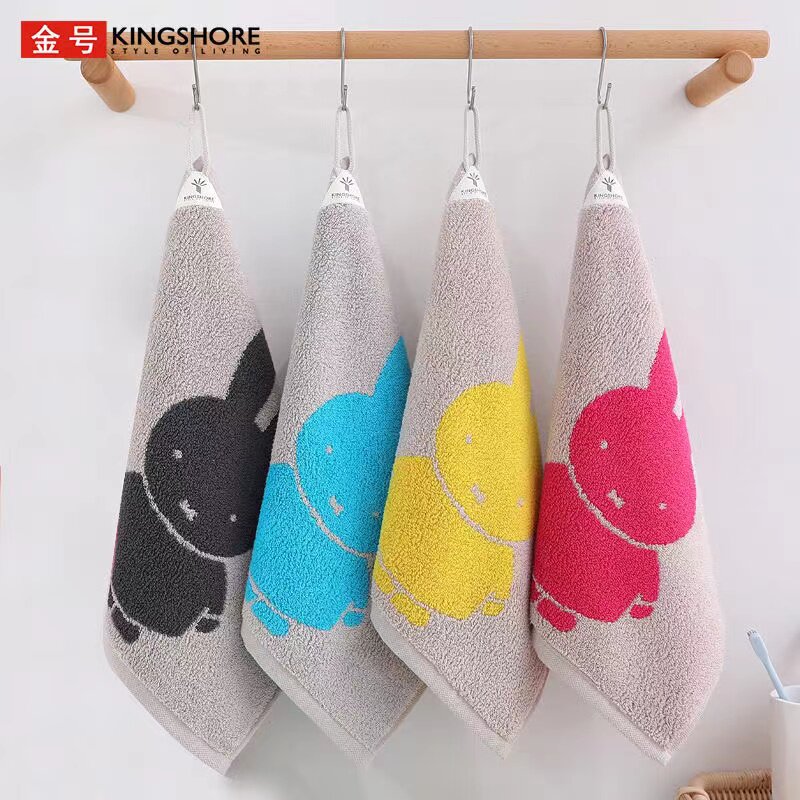 【米菲方巾】金号A类纯棉幼儿园抹手巾正方形擦手巾卡通 自带挂绳