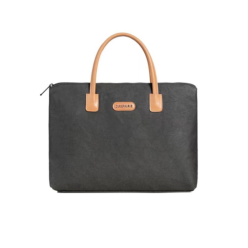 高端商务简约通勤防震防水牛皮纸包14寸电脑包男士公文包手提包女