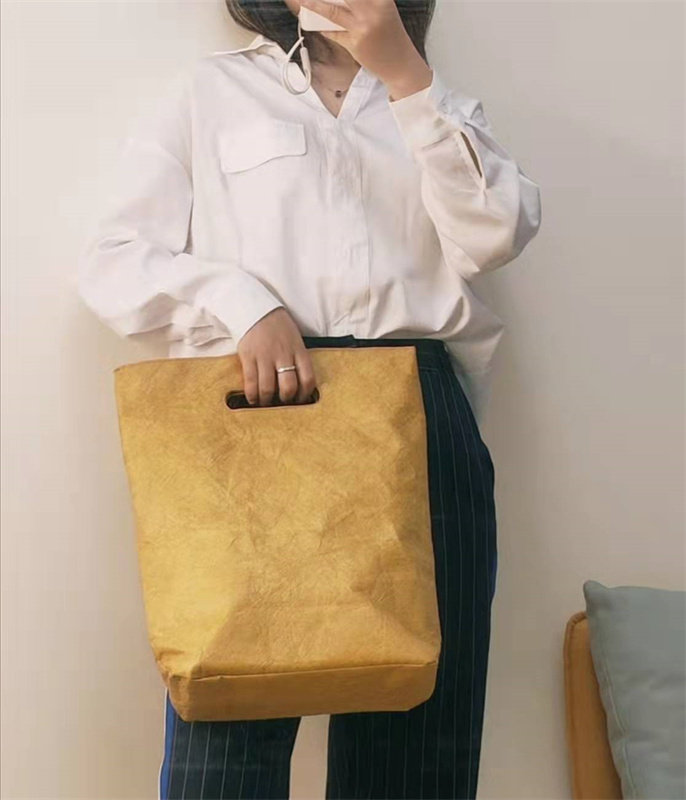 防水杜邦纸牛皮纸网红复古便当袋托特包折叠包帆布手提环保袋定做