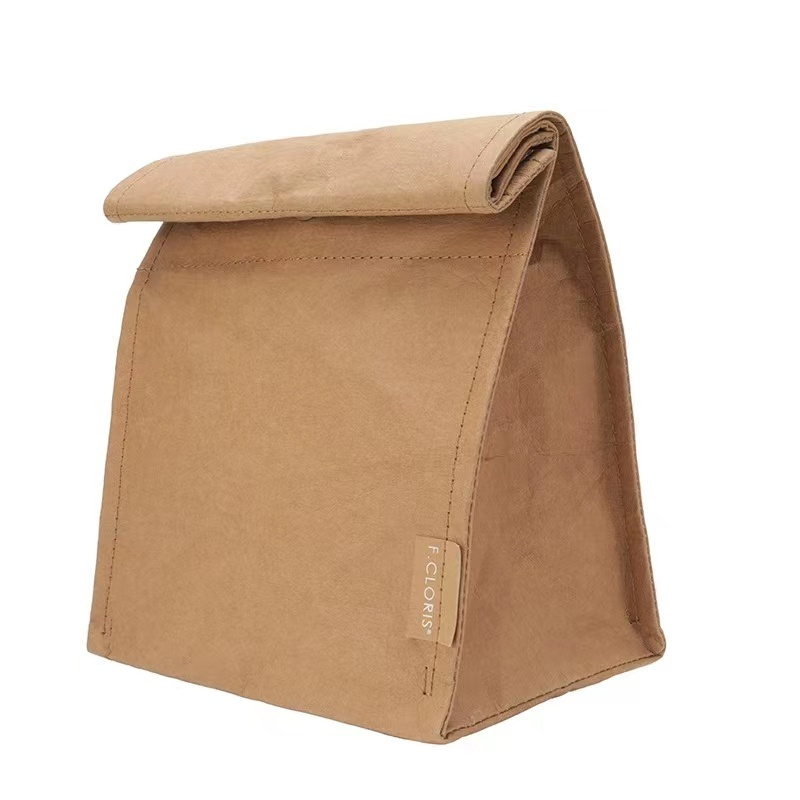 防水日式简约水洗牛皮纸便当包饭盒袋手拿包杂物袋装A5书本收纳袋