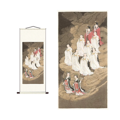 摹宋代北斗七星图立轴佛画星宿神仙工笔画人物微喷画稿装裱挂轴