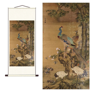 沈铨五伦图传统花鸟画临摹范本凤凰画中式装饰画艺术绢布仙鹤画心