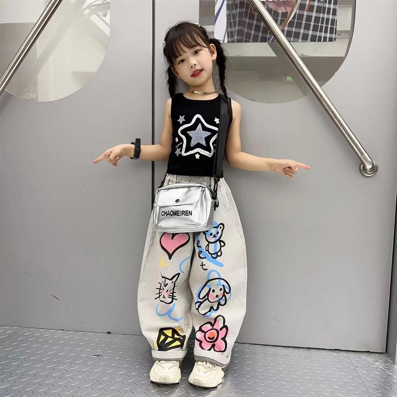 女童牛仔裤夏季薄款2025新款夏天阔腿裤女大童夏装直筒裤儿童裤子
