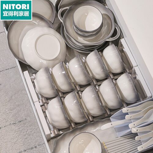 日本进口便宜得利釉下彩渐变灰高颜值轻奢风碗碟餐具套装高级感厨