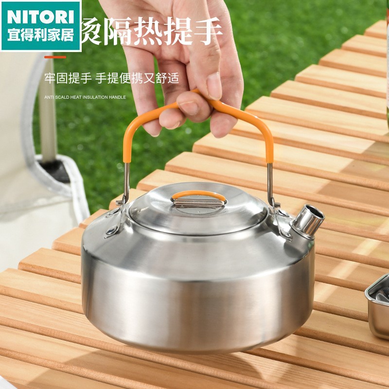 日本进口便宜得利304不锈钢户外烧水壶便携迷你茶壶自驾露营野炊
