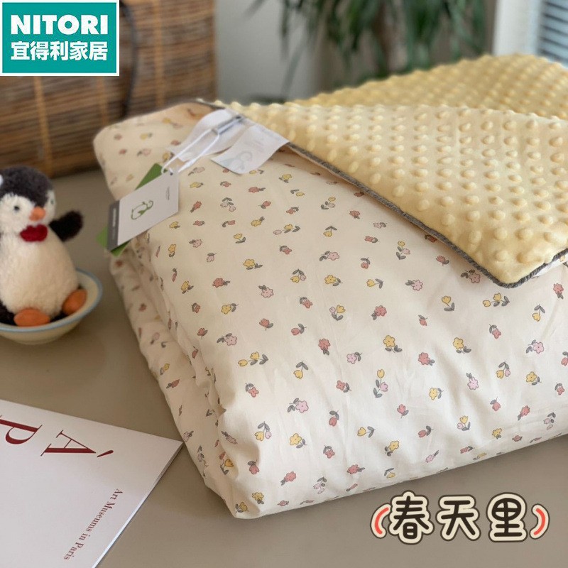日本进口便宜得利韩国出口企鹅暖绒豆豆被子可机洗ins 复古小碎花