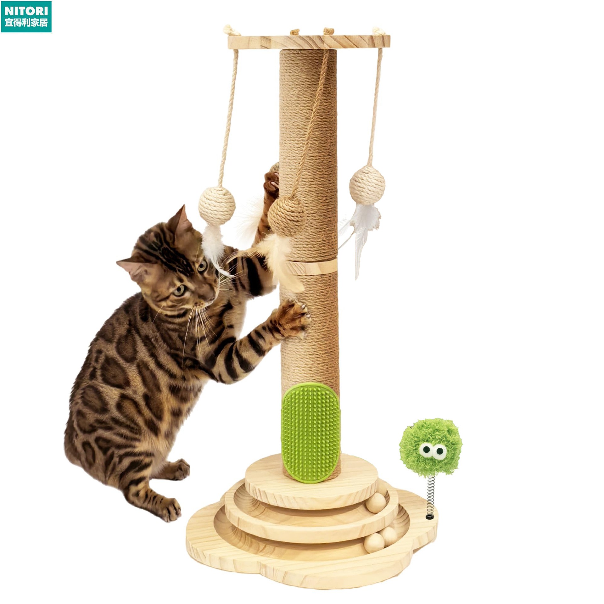 日本进口便宜得利一件代发木制猫玩具猫爬架自嗨解闷逗猫玩具磨爪
