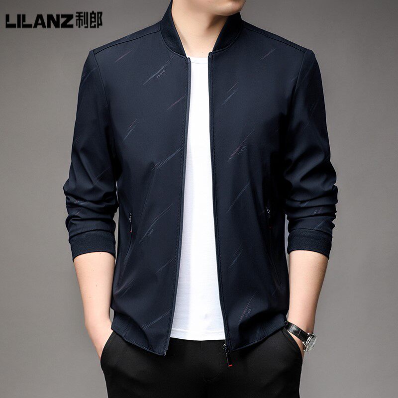 利郎男装2023新款秋冬季加棉夹克棒球领服中青年男士休闲高端外套