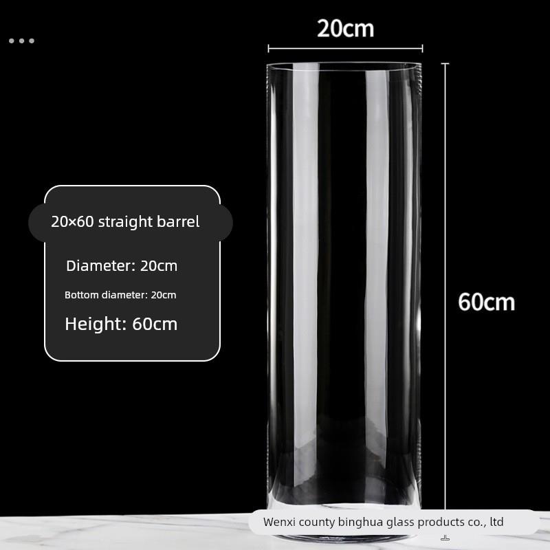 醒花桶深水45公分60cm厘米直筒玻璃花瓶插富贵竹花瓶超高特大号宽