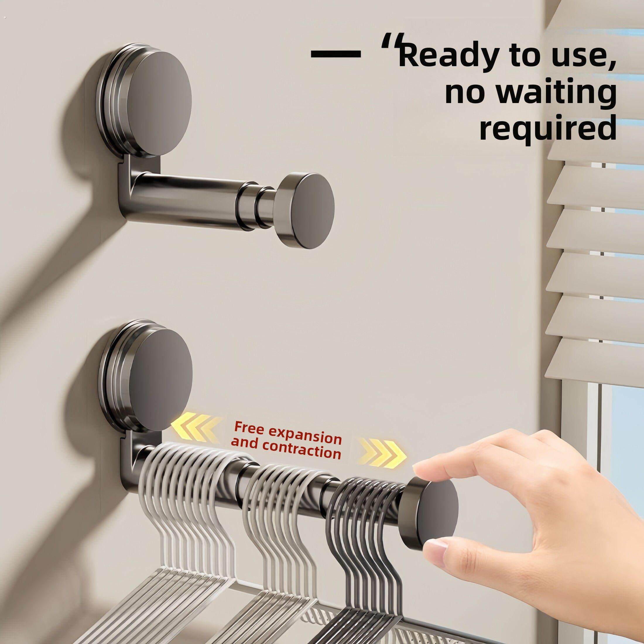 吸盘阳台衣架收纳神器免打孔家用多功能挂钩伸缩挂衣架墙上置物架,收纳整理,衣架收纳架/盒,淘宝优惠券,粉丝福利购,淘宝优惠卷