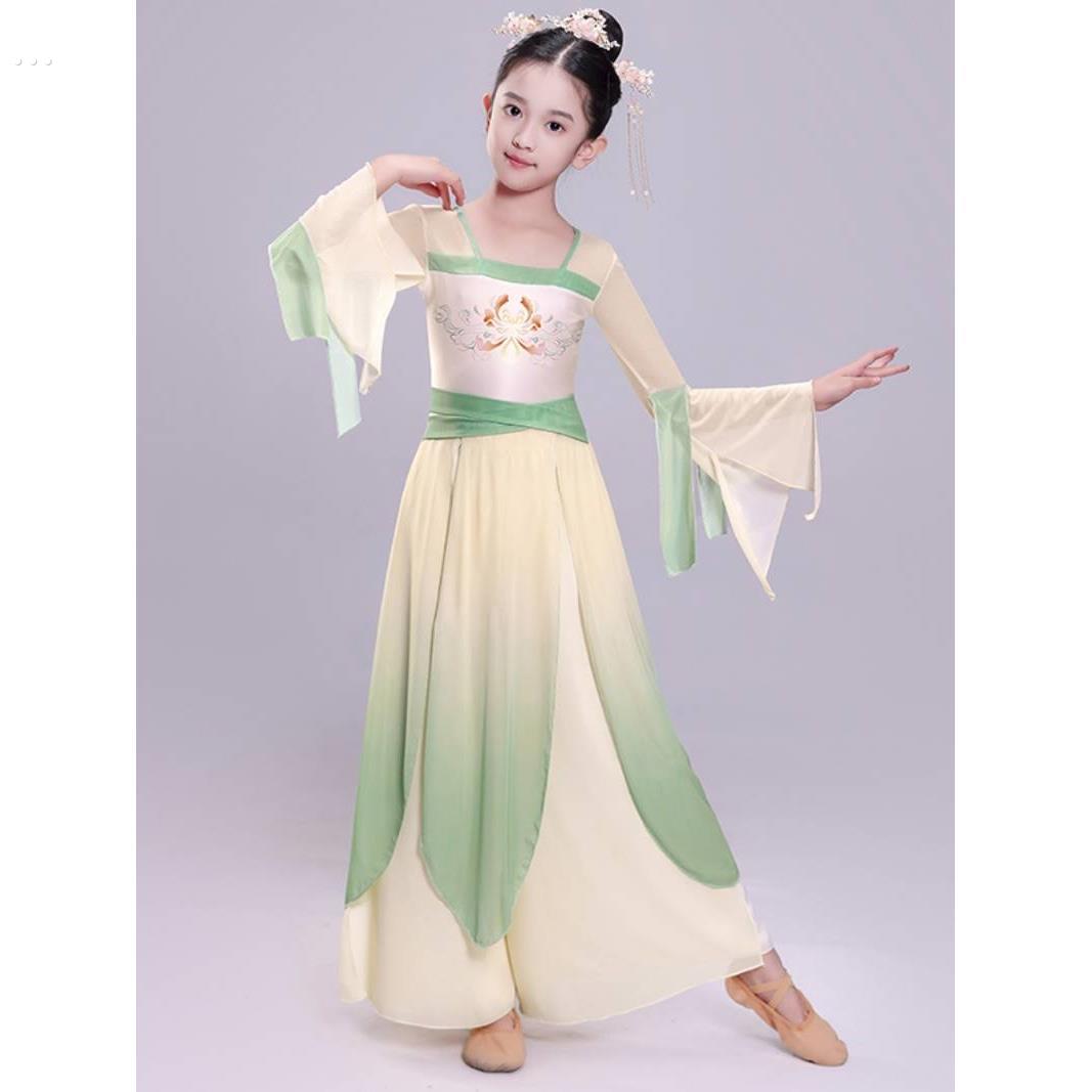 儿童古典舞中国舞身韵练功服女童民族舞扇子舞渐变汉唐古风演出服
