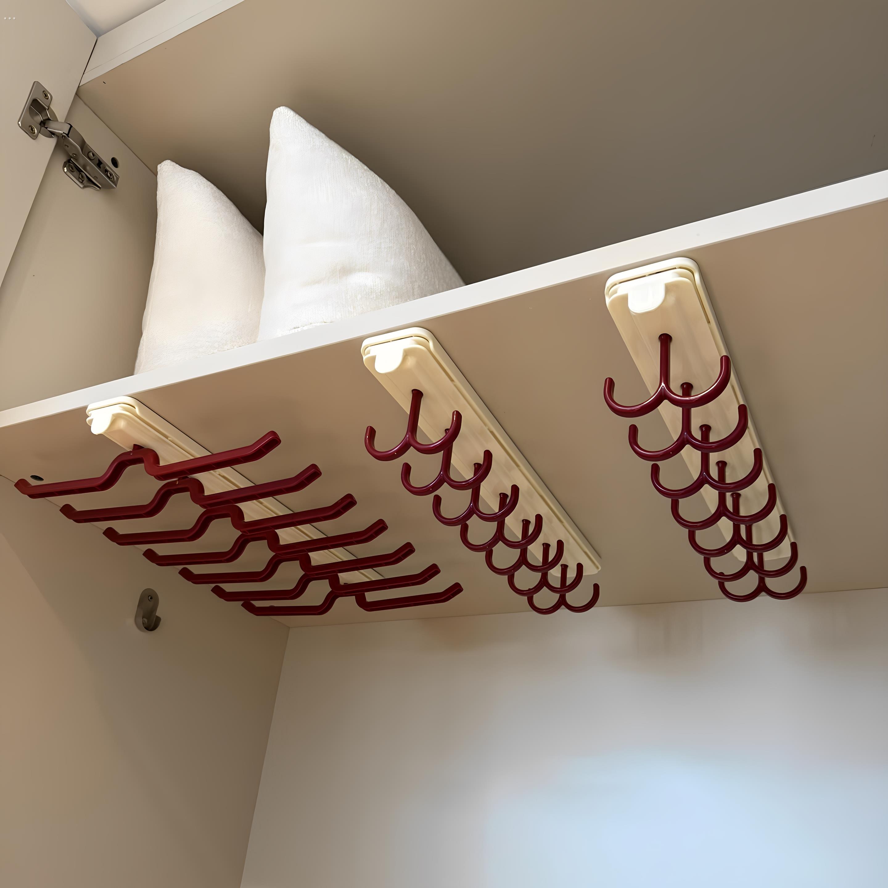 伸缩滑轨内衣架免打孔吊带收纳架多功能衣柜内挂衣杆帽子收纳神器