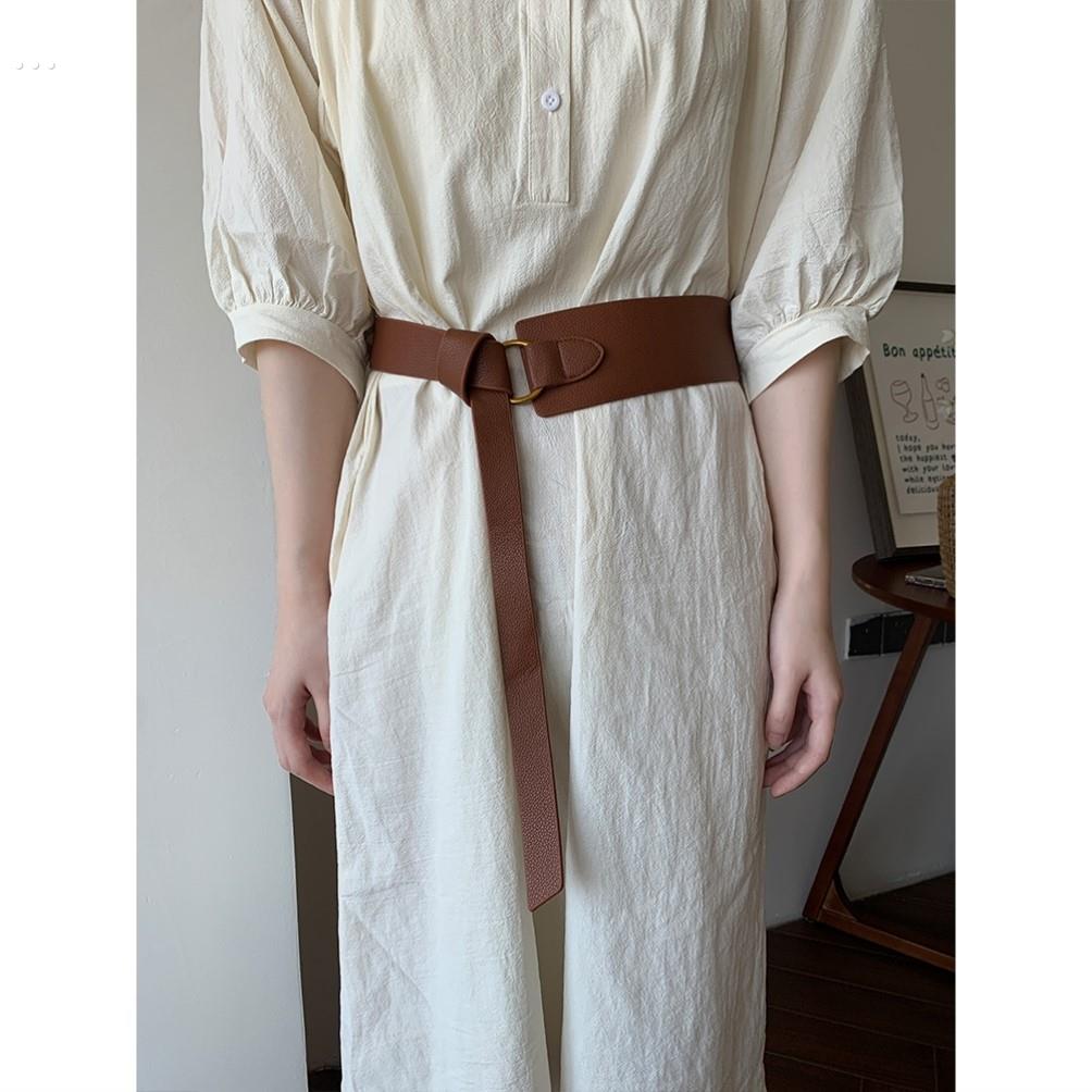 覆古棕色腰封潮流时尚个性打结宽腰带女装饰配裙收腰皮带束腰配饰