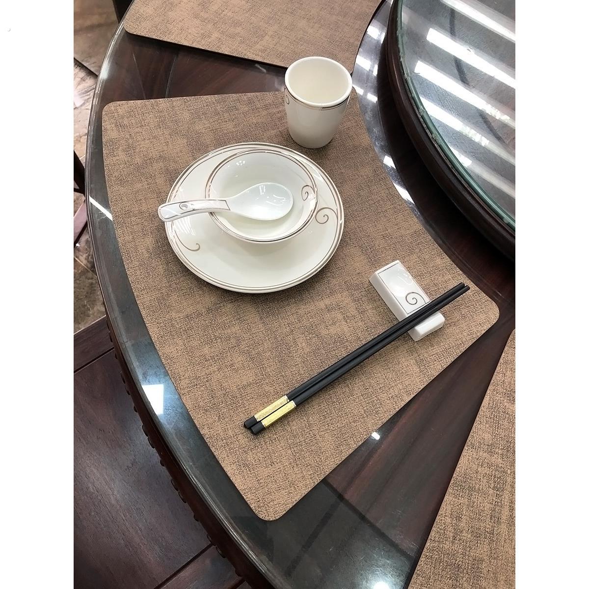 高档扇形酒店专用皮革圆桌餐桌垫餐垫防水防油餐具垫高级感隔热垫