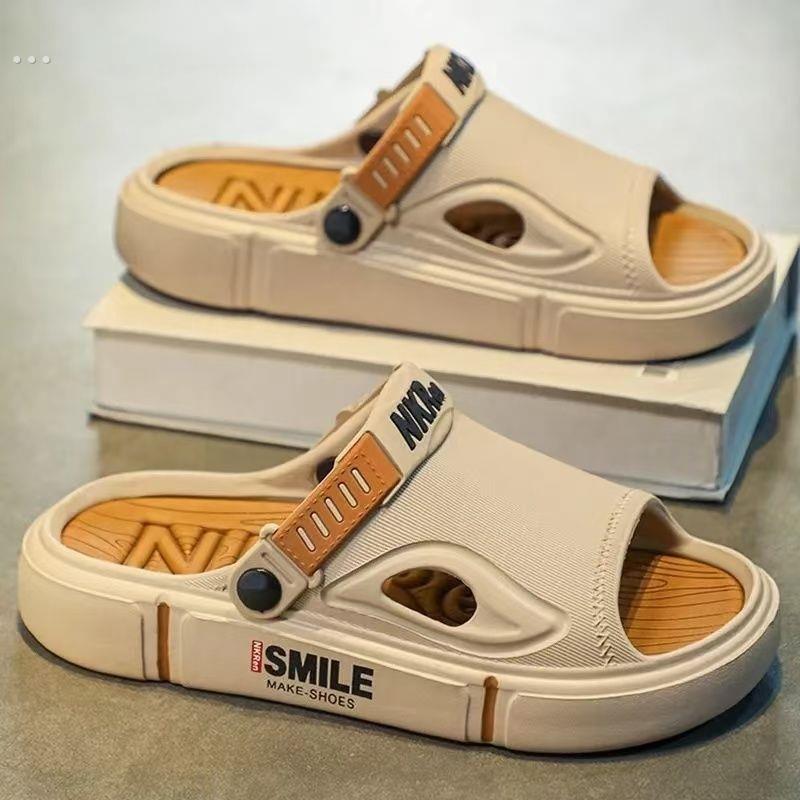 夏季男士凉拖鞋外穿潮男防滑防臭两用踩屎感拖鞋沙滩凉鞋男厚底