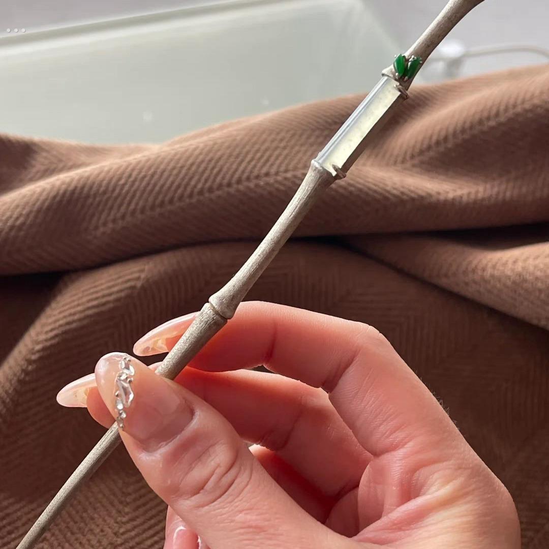 竹节簪子苍翠中式高级盘发气质国风簪子汉服覆古小众发钗设计发饰