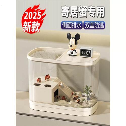 寄居蟹饲养箱小型豪华别墅螃蟹相守蟹专用生态龟缸爬台养乌龟套装
