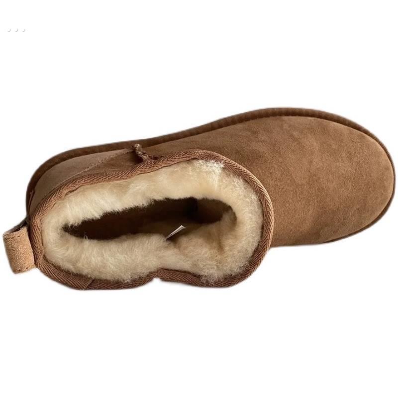 202新款雪地靴女周冬雨同款皮毛一体短筒棉鞋加绒加厚男女情侣鞋