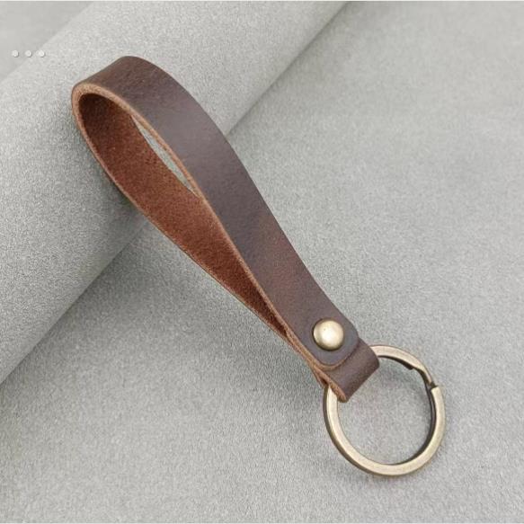 真皮钥匙扣2024年新款男手工钥匙挂绳炼牛皮汽车钥匙绳女覆古圈环